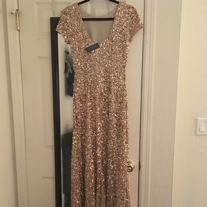 Adrianna Pappell gold sequin dress